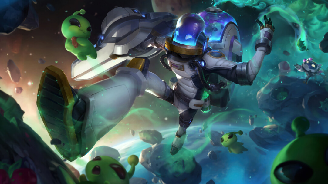 A stunning 4K desktop wallpaper featuring the Astronaut Singed League of Legends skin.