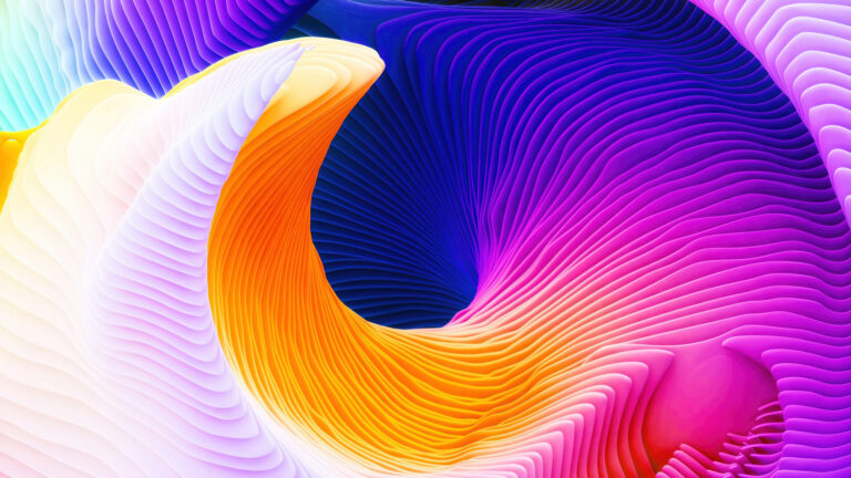 A stunning 4K wallpaper featuring a colorful abstract design on a MacBook Pro running macOS. Perfect for adding some personality to your desktop.