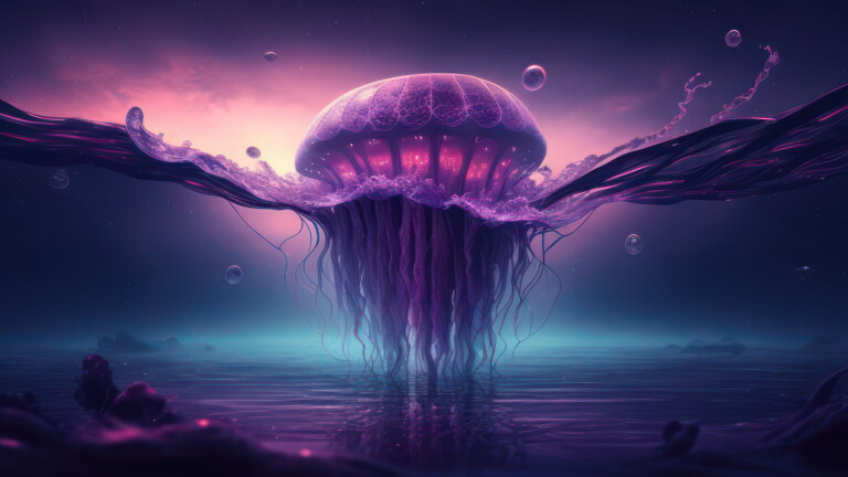 graceful purple jellyfish in the deep water ai generated 4k desktop wallpaper pixground