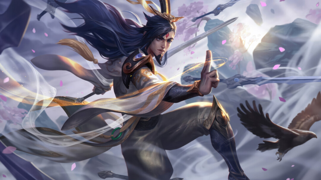 4K Desktop Wallpaper featuring the Eternal Sword Master Yi Pearl Chroma LoL Skin