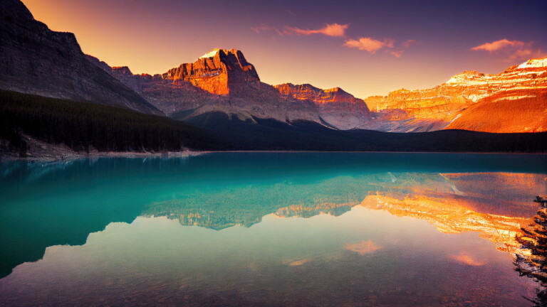 Experience the breathtaking beauty of Banff National Park with this stunning 4k wallpaper. Featuring a serene mountain lake with a mirror-like reflection, this peaceful outdoor scenery will transport you to a place of tranquility and natural beauty.
