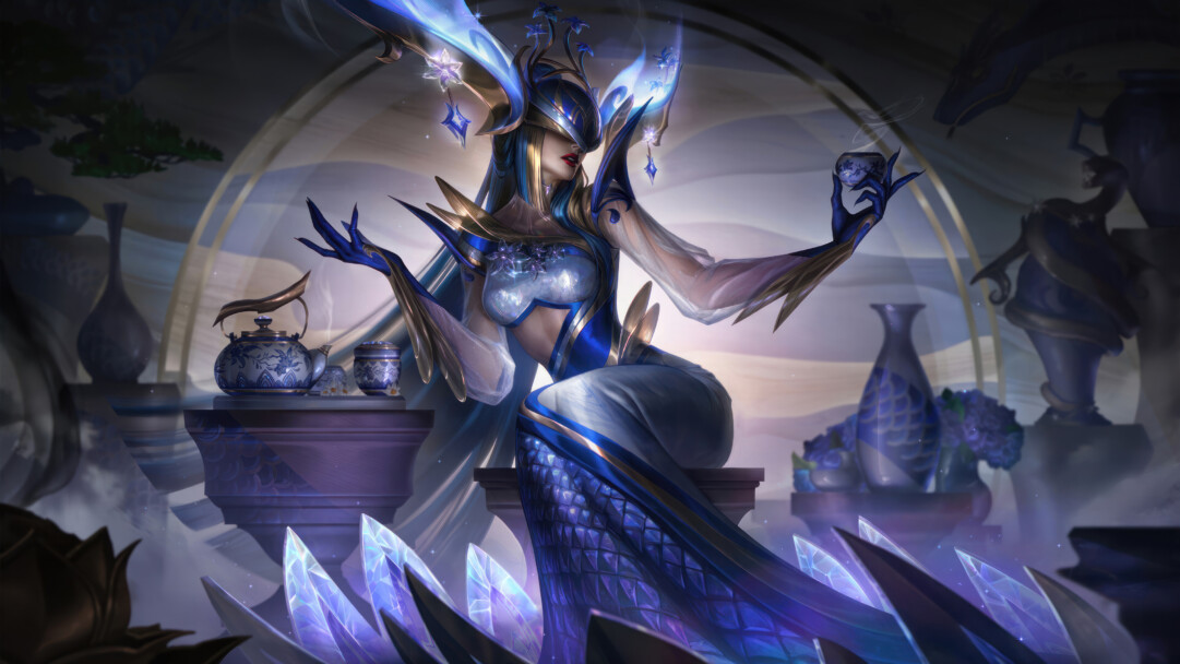 League Of Legends 4K wallpaper featuring Porcelain Lissandra, the Prestige Edition skin from League of Legends.