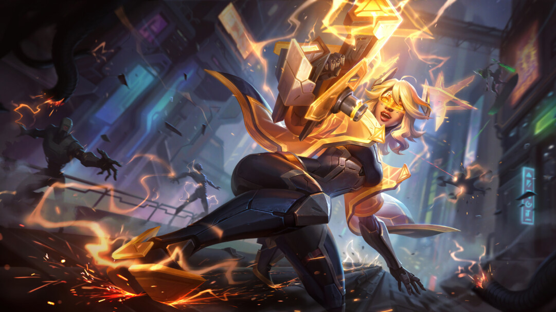 Wild Rift Project Zeri LoL Skin Splash Art in 4K resolution for desktop wallpaper.