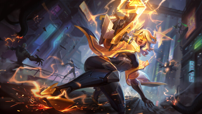 Wild Rift Project Zeri LoL Skin Splash Art in 4K resolution for desktop wallpaper.