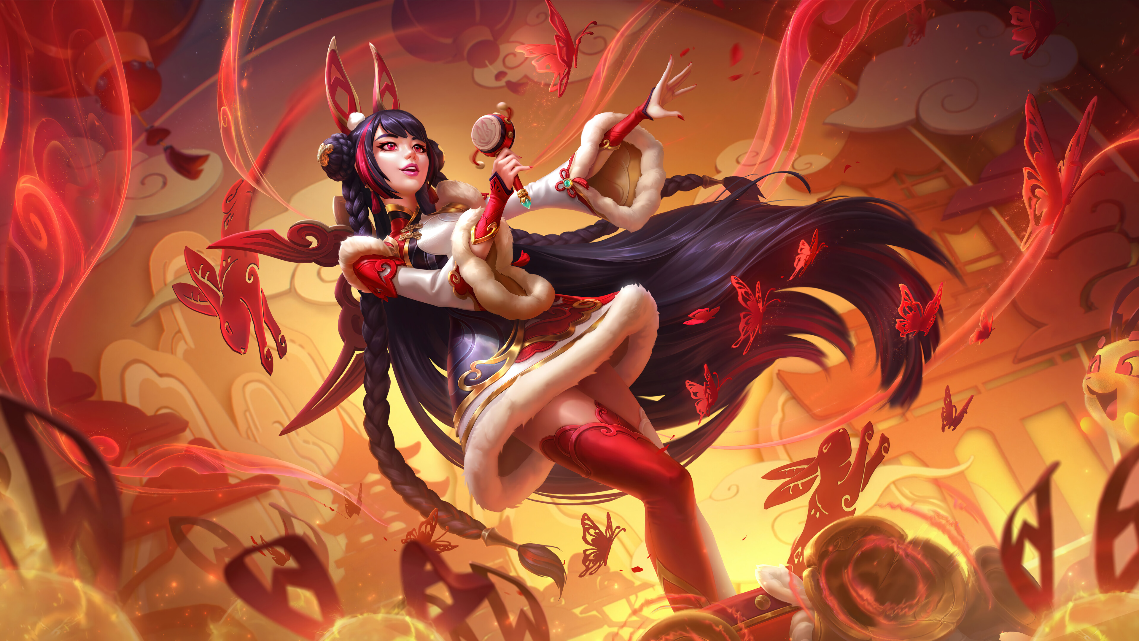 A beautiful Seraphine Mythmaker Wild Rift skin splash art in 4K resolution, perfect as a desktop wallpaper.