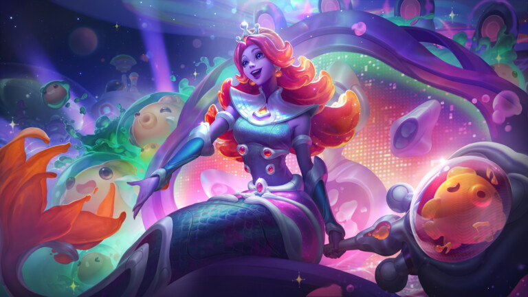 A mesmerizing 4K desktop wallpaper featuring the Space Groove Nami skin from League of Legends.