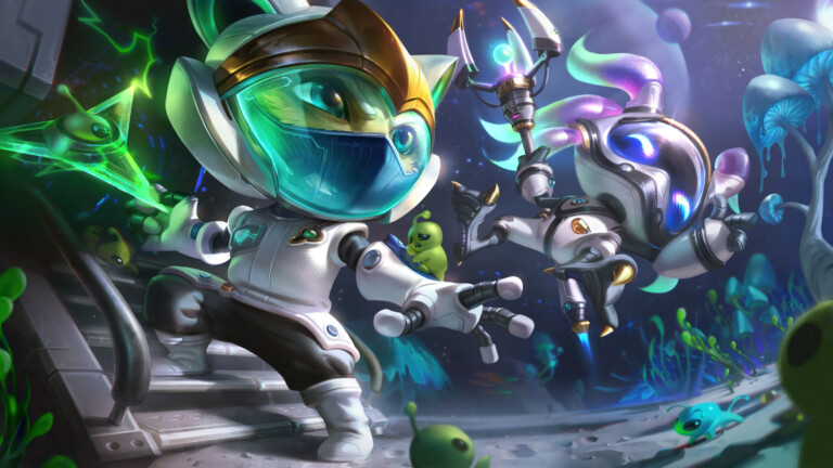 A stunning 4K desktop wallpaper featuring the Astronaut Kennen and Fizz skins from League of Legends.