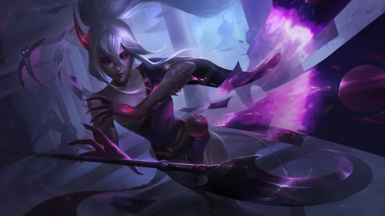 LoL 4K wallpaper featuring the Blood Moon Janna skin from League of Legends.