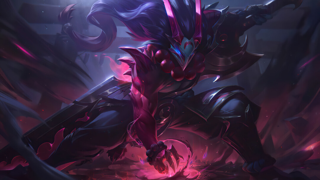 A hauntingly beautiful 4K desktop wallpaper featuring the Blood Moon Tryndamere skin from League of Legends.