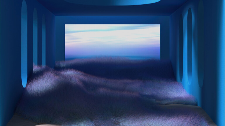 A digital art wallpaper featuring a vibrant blue background with Windows 11 inspired elements in 4K resolution.