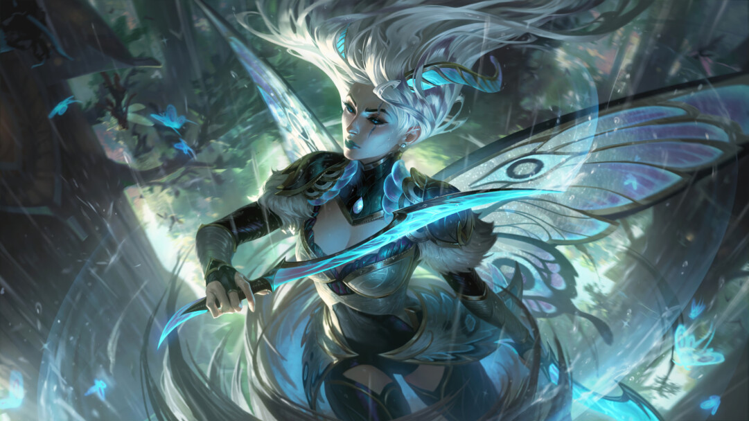 A stunning 4K desktop wallpaper featuring the Faerie Court Katarina Skin from League of Legends.