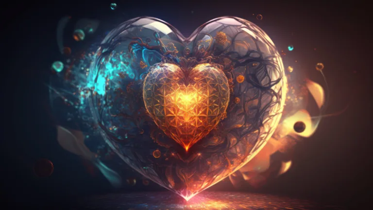 4K desktop wallpaper featuring a heart with a shining inner glow, generated by AI. The glowing effect adds a magical touch to this mesmerizing wallpaper that is sure to enhance the aesthetic of any desktop setup.