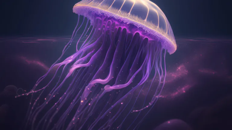 Experience the mesmerizing beauty of the deep sea with this stunning 4K wallpaper featuring a jellyfish in its natural habitat. This underwater wallpaper captures the mysterious and enchanting nature of the deep sea, with the jellyfish glowing and illuminating the dark waters around it