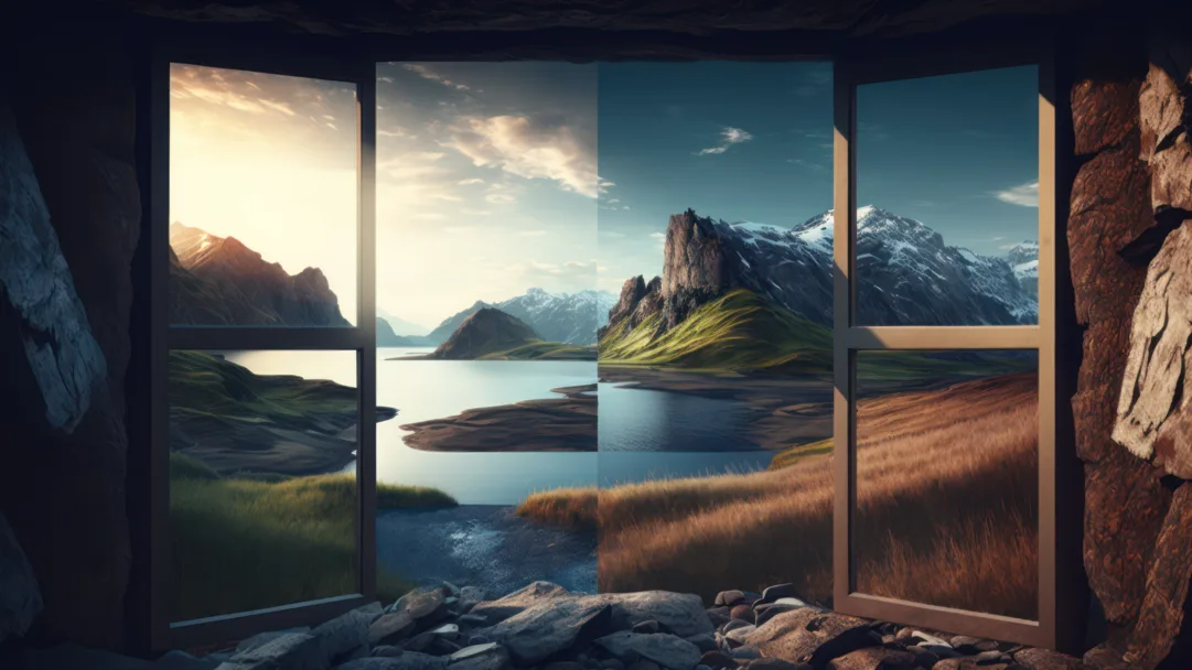 Transform your desktop with this stunning 4K wallpaper that captures the beauty of nature through a window, generated by AI.