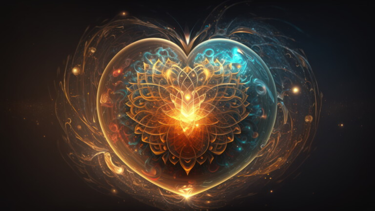 A stunning 4K wallpaper featuring a sparkling heart shining with vitality. This abstract ai generated art is futuristic and glowing, with vibrant energy that will enhance the look of your screen.