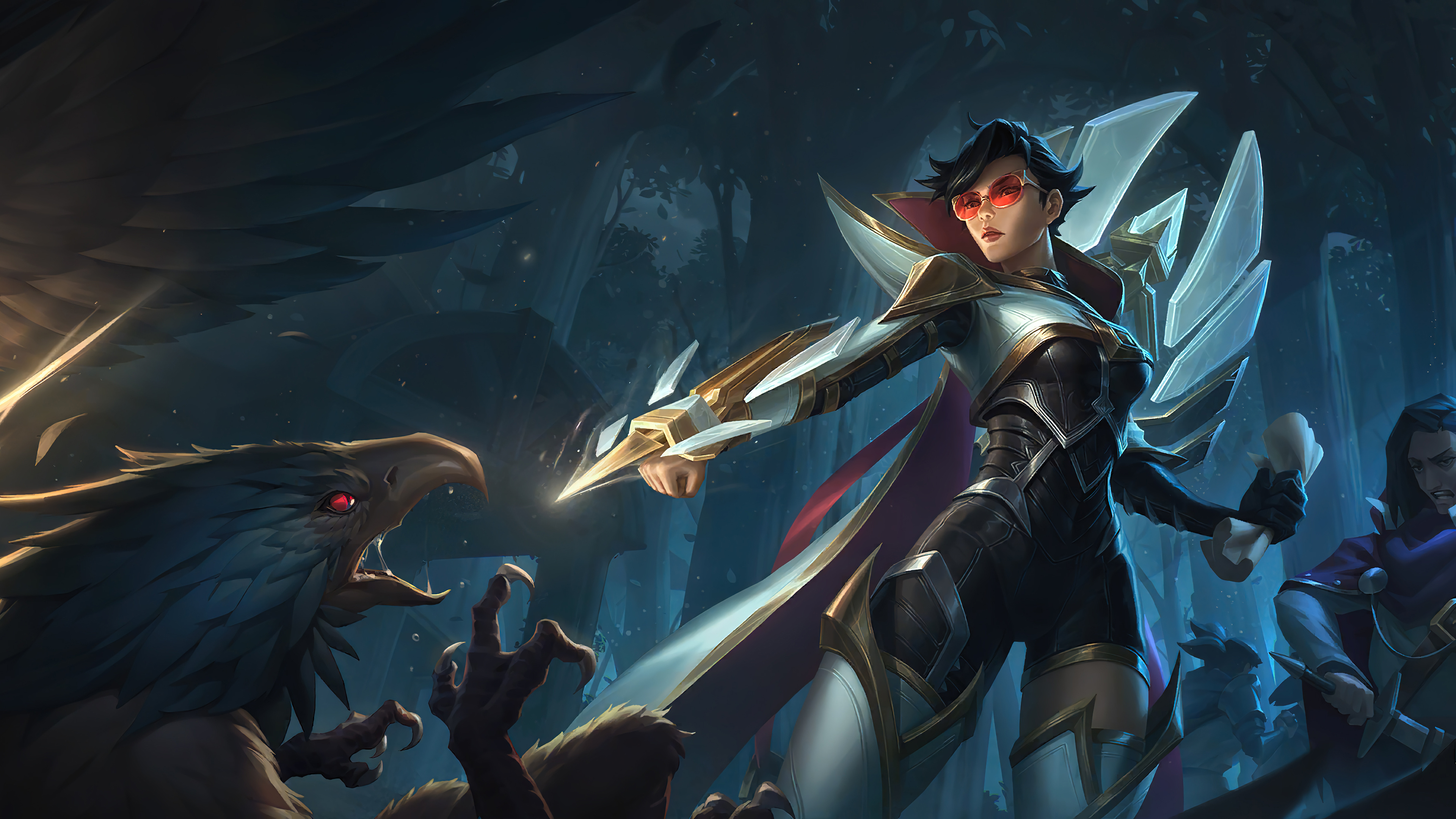 LoL 4K desktop wallpaper featuring Vayne in her Demacia Runeterra skin from the popular game League of Legends.