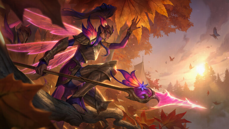 A stunning 4K desktop wallpaper featuring the Faerie Court Kalista skin from League of Legends.