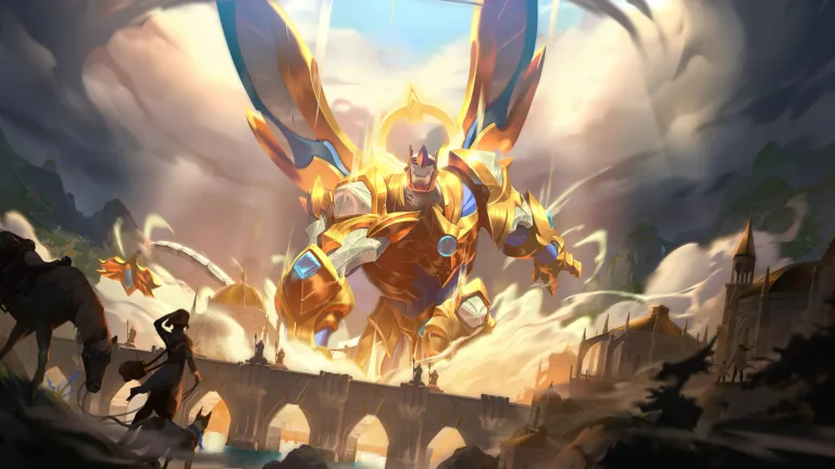 A stunning 4K desktop wallpaper featuring the Galio Arclight skin in League of Legends.