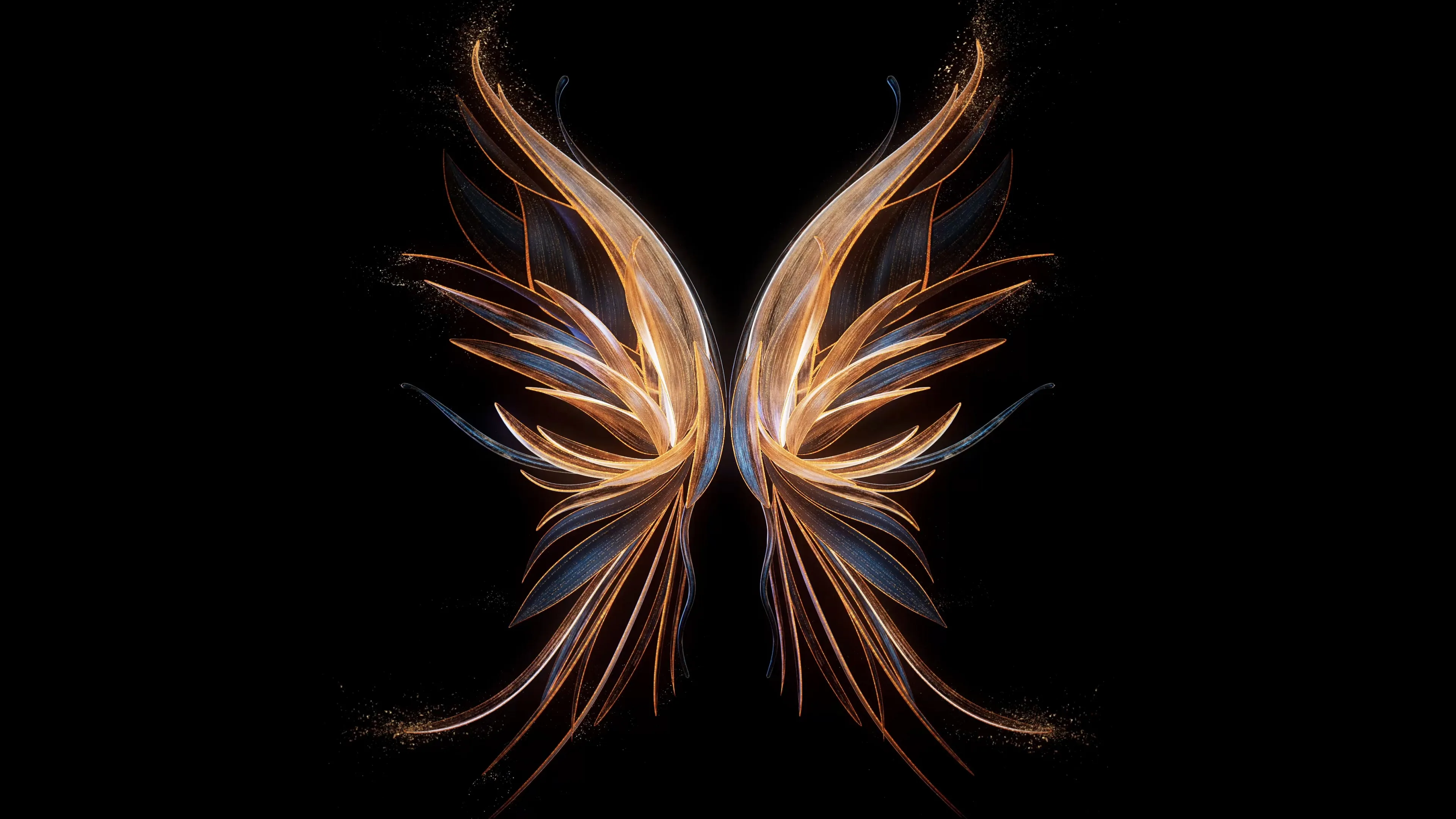 A beautiful digital art wallpaper featuring angel wings in stunning 4K resolution.