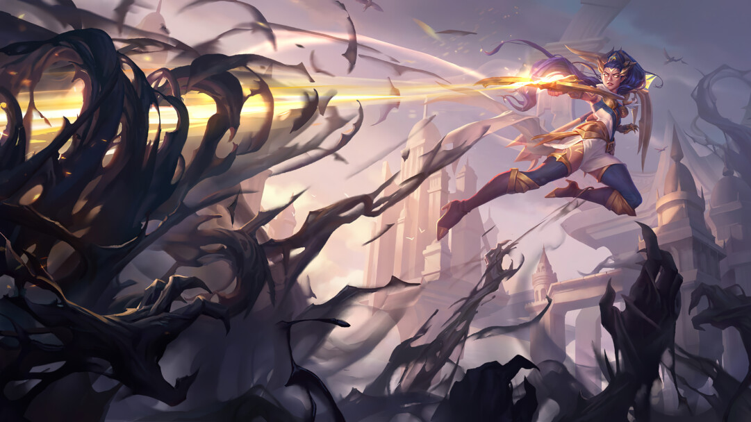 A beautiful 4K desktop wallpaper featuring the Arclight Vayne skin from Legends of Runeterra.