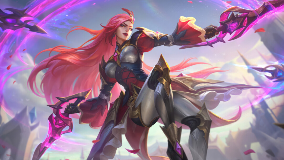 A stunning 4K desktop wallpaper featuring Battle Queen Katarina Ruby Chroma skin from League of Legends.