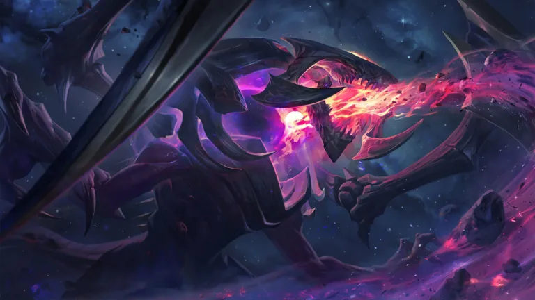 A high-quality 4K wallpaper featuring the Dark Star Cho'Gath skin from League of Legends.