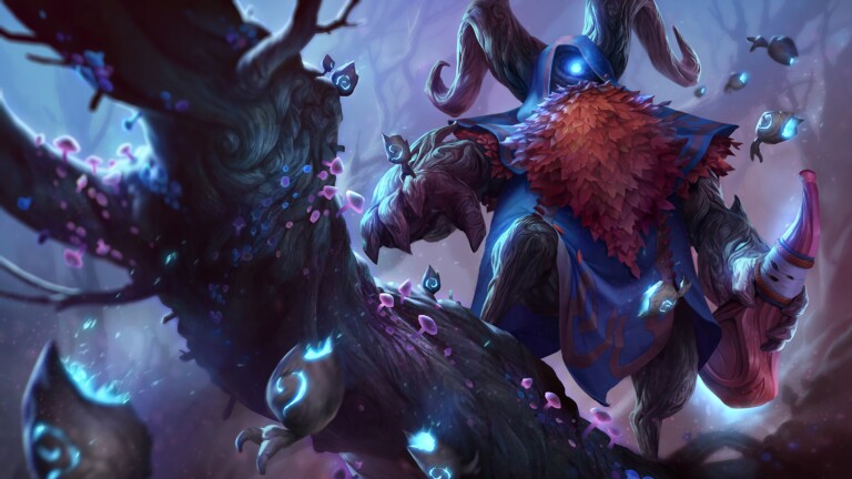 A stunning 4K desktop wallpaper featuring the Elderwood Bard skin from League of Legends.