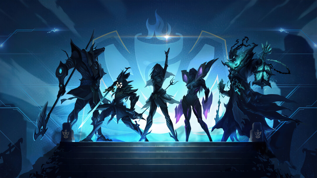 A stunning 4K desktop wallpaper featuring Lux, Kaisa, Master Yi, Nasus, and Thresh, the champions from the League of Legends World Championship.