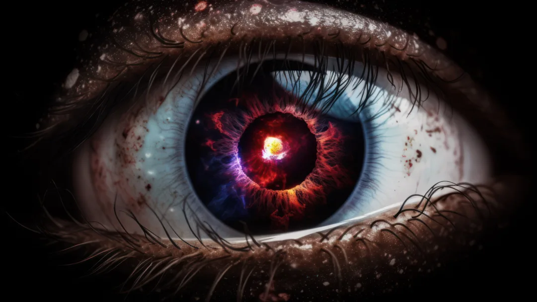 Experience the mystery and intrigue of this stunning AI-generated wallpaper featuring a mysterious eye.