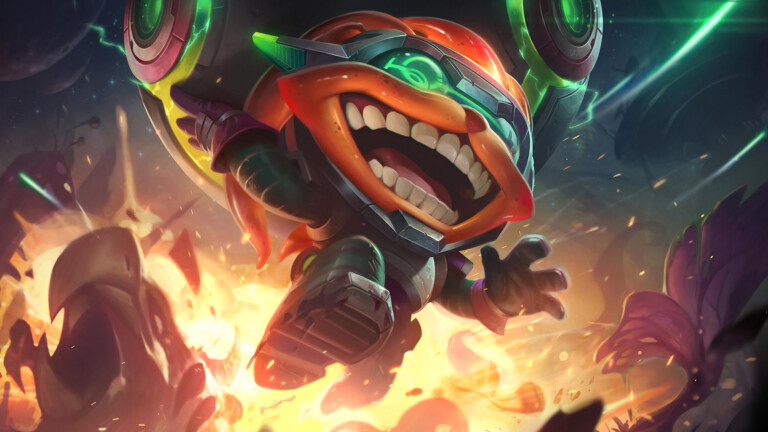 Get ready to blast off with the Odyssey Ziggs Skin in this stunning 4K wallpaper for League of Legends fans.