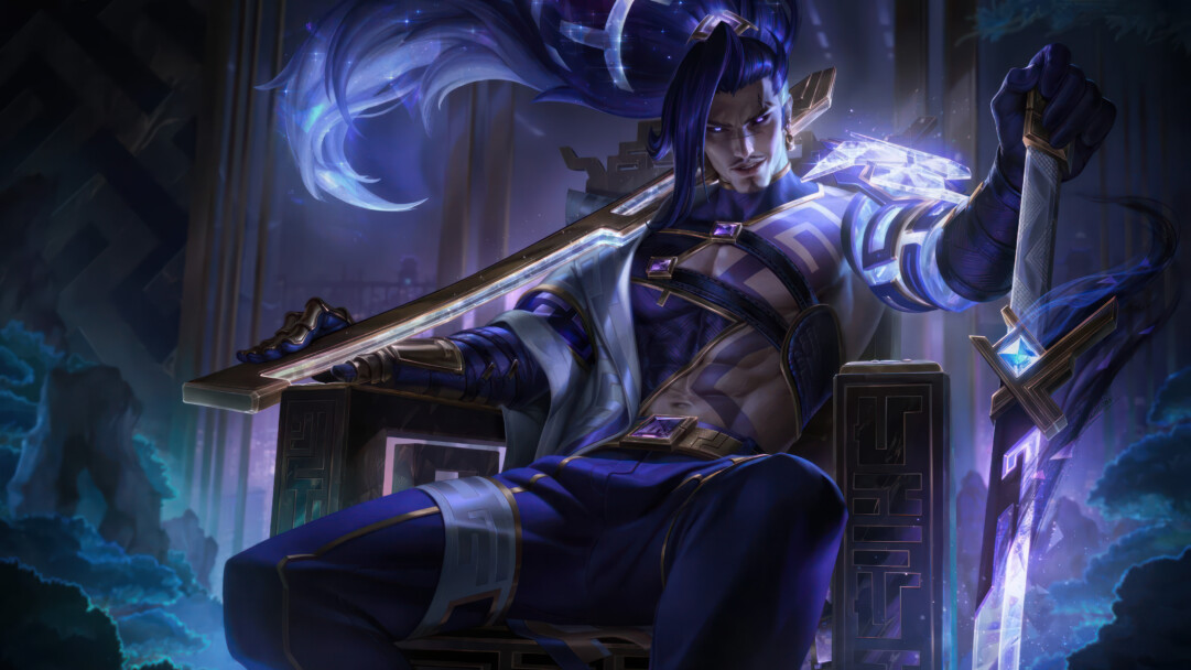 A stunning 4K desktop wallpaper featuring the Prestige Inkshadow Yasuo skin from League of Legends.