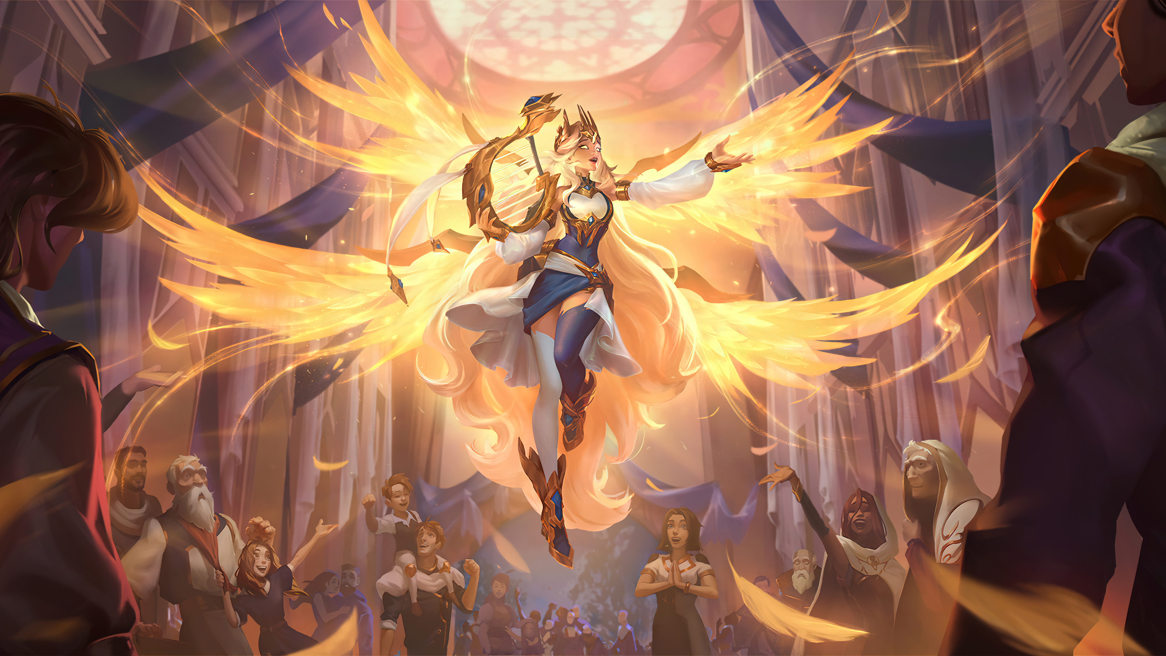 A stunning 4K desktop wallpaper featuring the Seraphine Arclight skin from Legends of Runeterra.