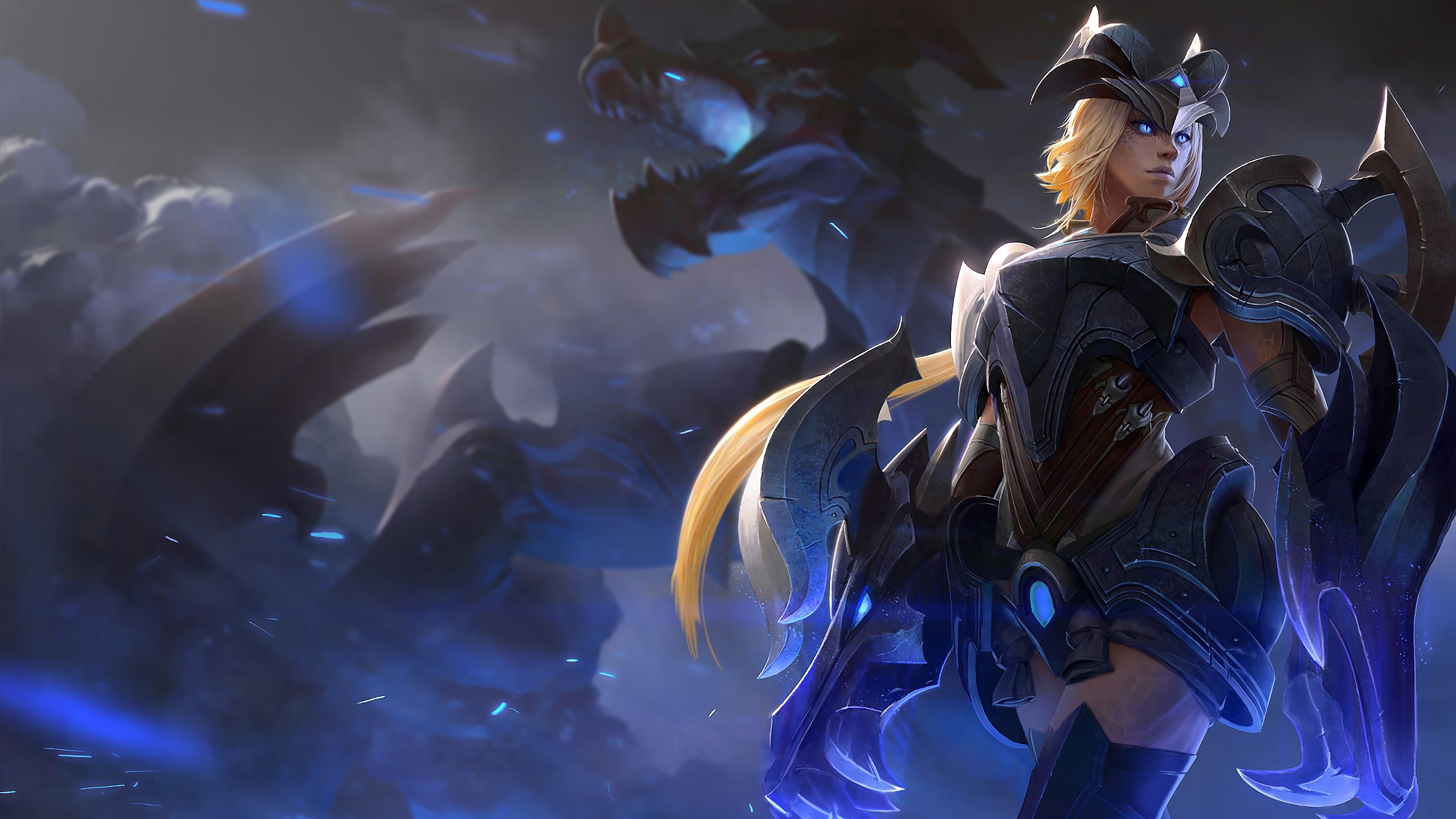 A stunning 4K desktop wallpaper featuring the Shyvana Championship skin from League of Legends.