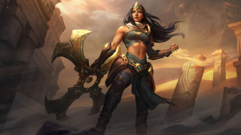A stunning 4K desktop wallpaper featuring updated Sivir Splash Art from League of Legends.