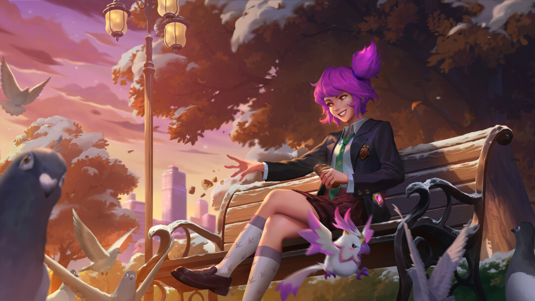 A breathtaking 4K desktop wallpaper featuring the stunning Star Guardian Quinn skin from League of Legends: Legends of Runeterra.