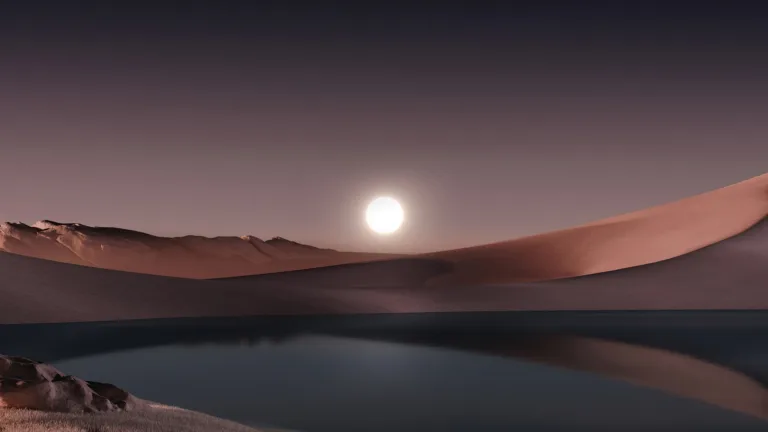 Experience the magic of a stunning desert moon scenery in high-resolution with this Windows 11 wallpaper. This breathtaking 4K wallpaper features a beautiful landscape with a serene night sky and a mesmerizing full moon, perfect for nature and outdoor enthusiasts alike.