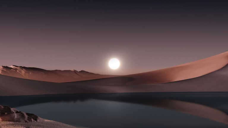 Experience the magic of a stunning desert moon scenery in high-resolution with this Windows 11 wallpaper. This breathtaking 4K wallpaper features a beautiful landscape with a serene night sky and a mesmerizing full moon, perfect for nature and outdoor enthusiasts alike.