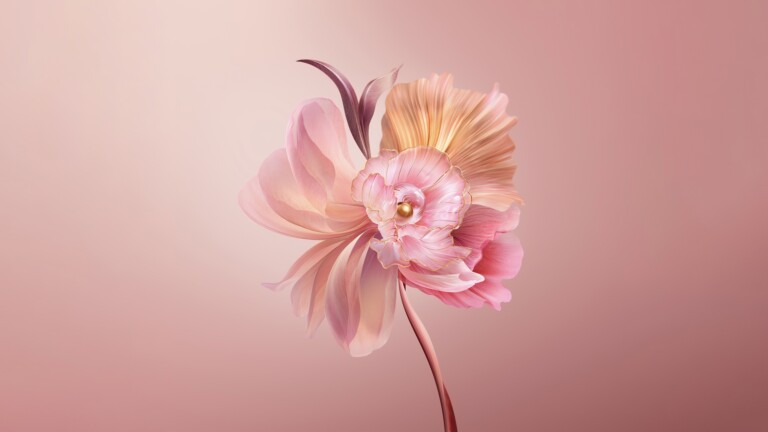 An eye-catching abstract flower digital art wallpaper in vibrant 4k resolution. This modern and colorful artwork combines elements of nature and digital design, creating a visually stunning and artistic wallpaper.