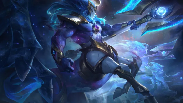 A stunning 4K desktop wallpaper featuring the Cosmic Charger Hecarim skin from League of Legends.