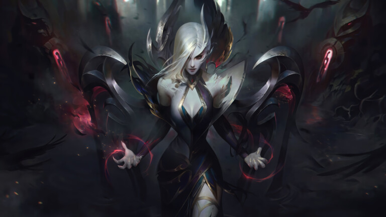 A stunning 4K desktop wallpaper featuring the Coven Morgana skin from League of Legends.