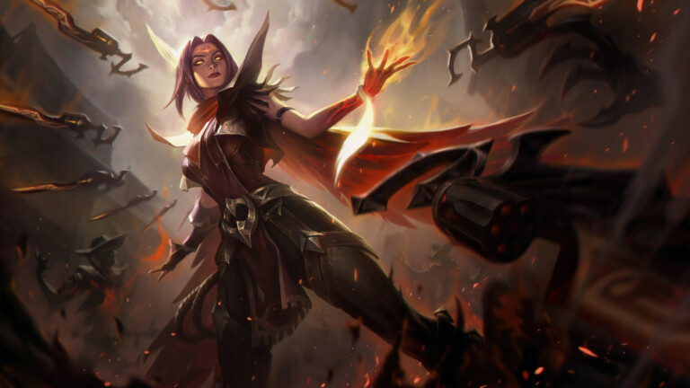 A captivating 4K wallpaper featuring the High Noon Irelia skin from League of Legends. Irelia, the skilled Blade Dancer, is depicted in her High Noon attire, ready to engage in battle with her deadly blades.