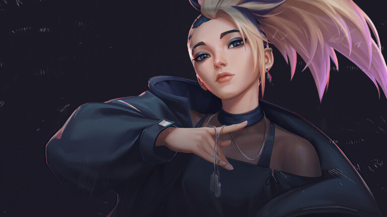 A stunning 4K wallpaper featuring the K/DA Akali The Baddest skin from League of Legends. Akali, the fierce assassin, is showcased in her stylish K/DA outfit, ready to take the stage and dominate the battlefield.