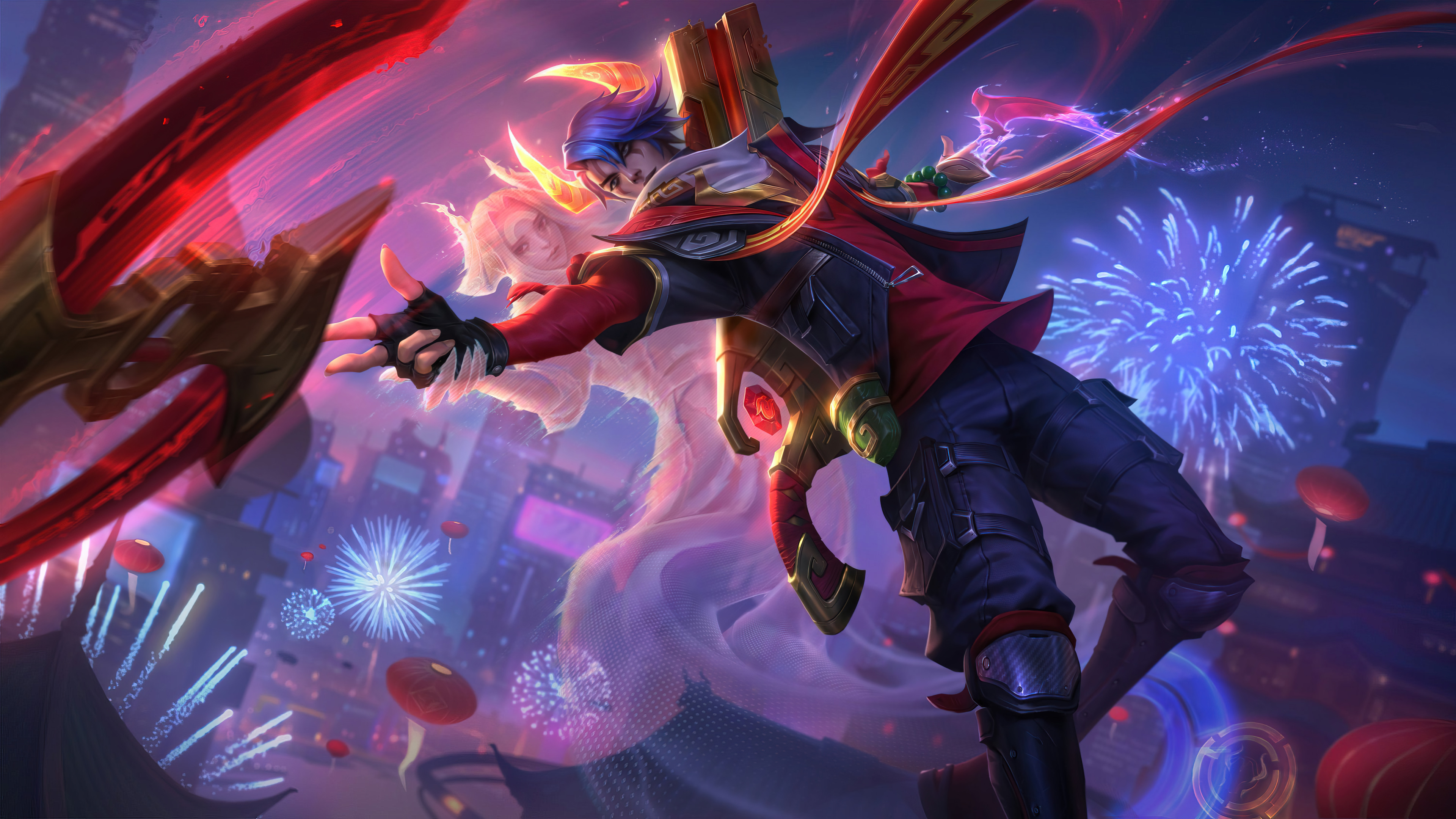A stunning 4K desktop wallpaper featuring the Lunar Beast Aphelios skin from League of Legends.