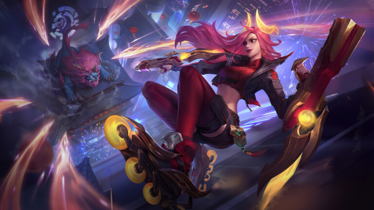 A stunning 4K desktop wallpaper featuring Lunar Beast Miss Fortune skin from League of Legends Wild Rift.