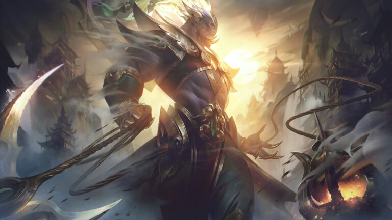 A stunning 4K desktop wallpaper featuring the Lunar Emperor Thresh skin from League of Legends.