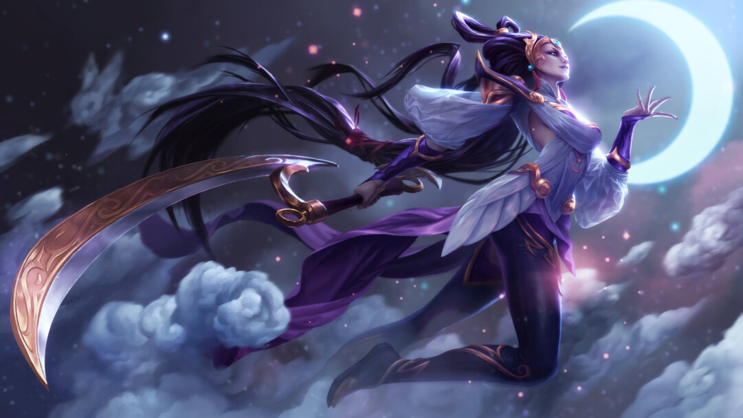 A beautiful 4K desktop wallpaper featuring the Lunar Goddess Diana skin from League of Legends.