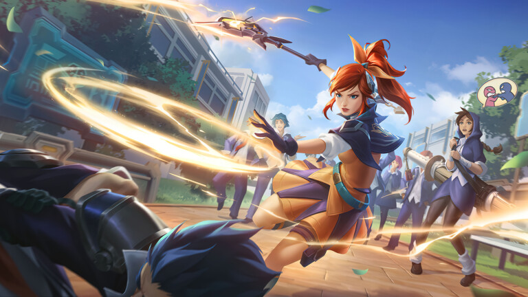 A captivating 4K wallpaper showcasing the Battle Academia Lux skin at level 1 from Legends of Runeterra. Lux, the magical prodigy, is depicted in her stylish Battle Academia outfit, ready for epic battles in the world of Runeterra.