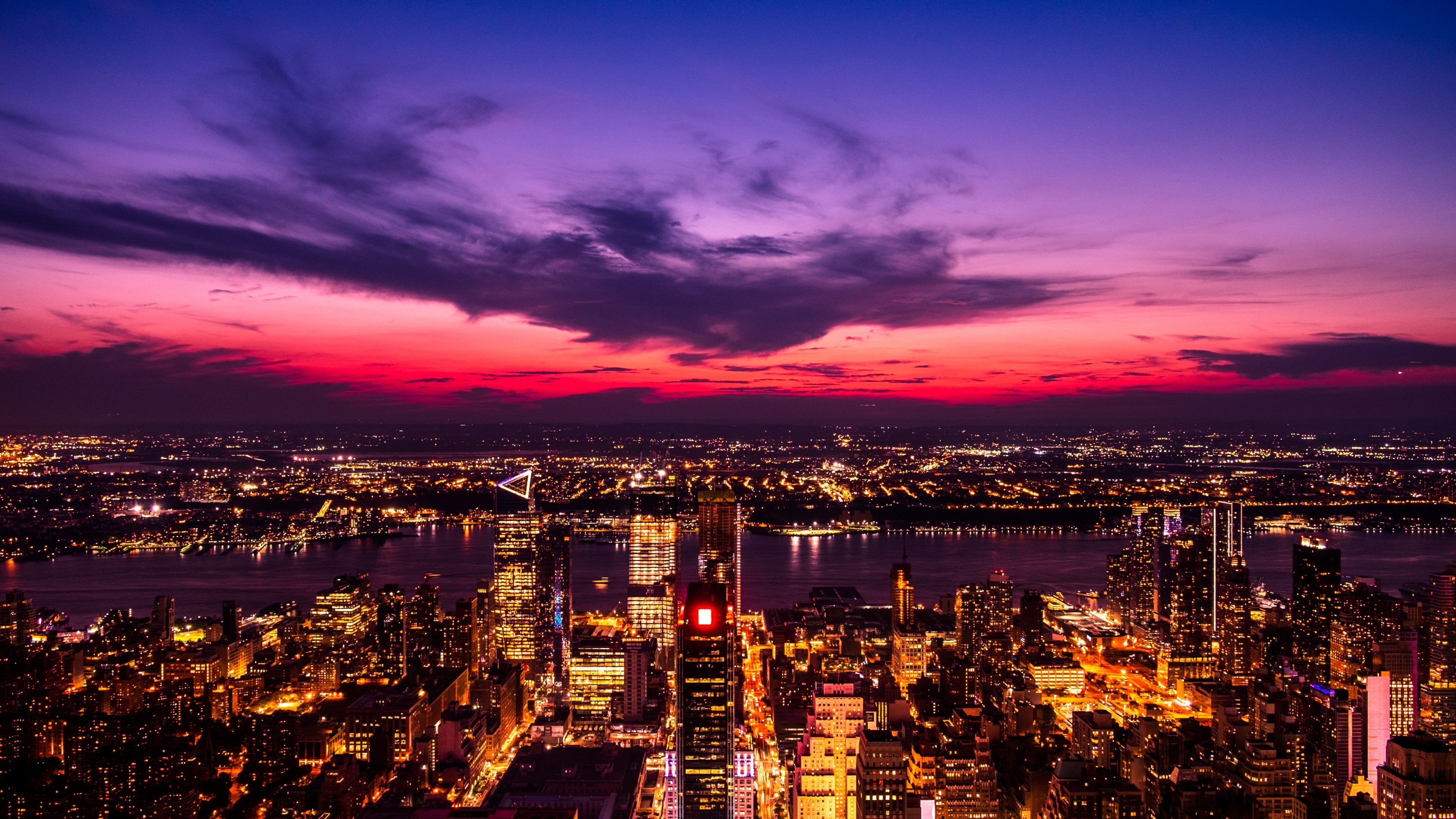 New york, night, skyscrapers, top view. iPhone, New York at Night HD phone  wallpaper | Pxfuel