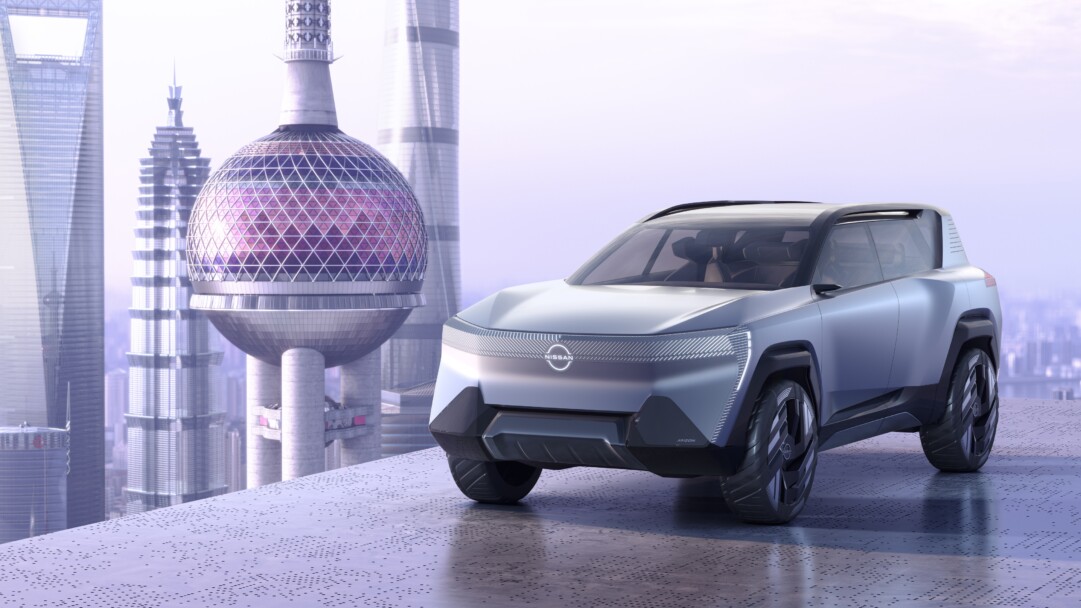 A stunning 4K wallpaper of the electric Nissan Arizon against a beautiful futuristic background. This breathtaking car wallpaper captures the vehicle's sleek design and powerful electric performance.