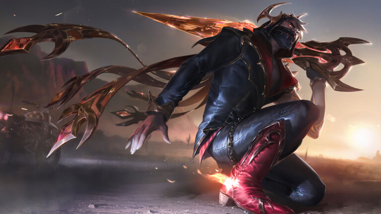 A breathtaking 4K wallpaper showcasing the Prestige High Noon Talon skin from League of Legends. Talon, the deadly assassin, is depicted in his prestigious High Noon attire, emanating power and danger.